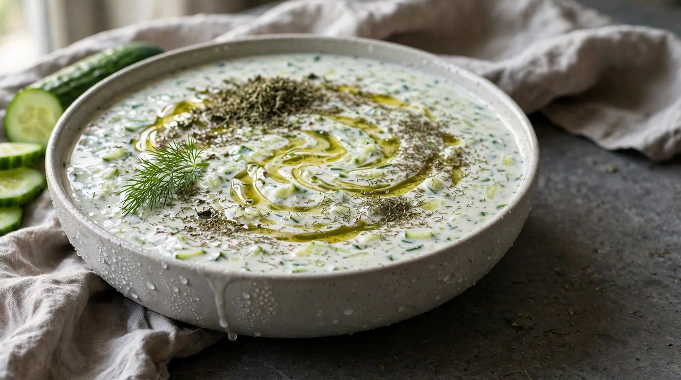 طرز تهیه جاجیک ترکی؛ ماست و خیار خنک با نعناع و شوید