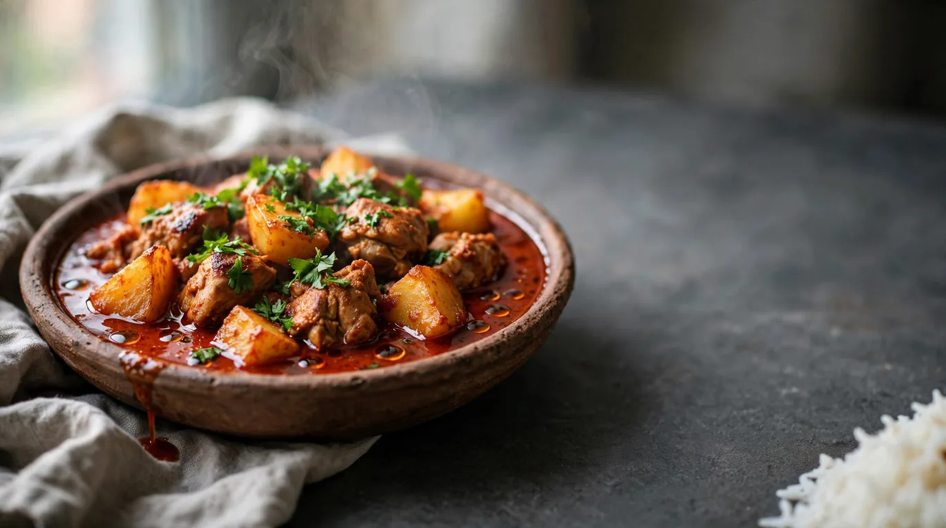 طرز تهیه خورش سیب‌زمینی با مرغ؛ خورشی ساده، خوش‌رنگ و دلپذیر