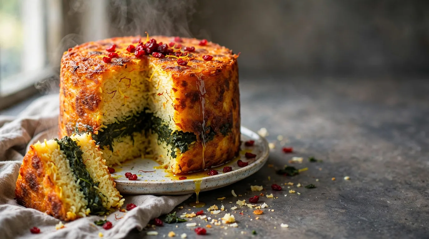 طرز تهیه ته چین اسفناج مجلسی؛ راز قالب طلایی و ترد
